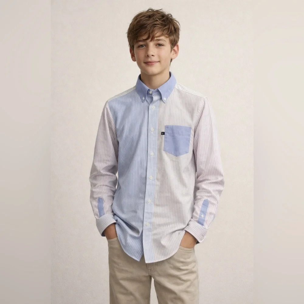 Brooks Brothers Teens Long Sleeve Button Down Shirt Supima Cotton Size XL